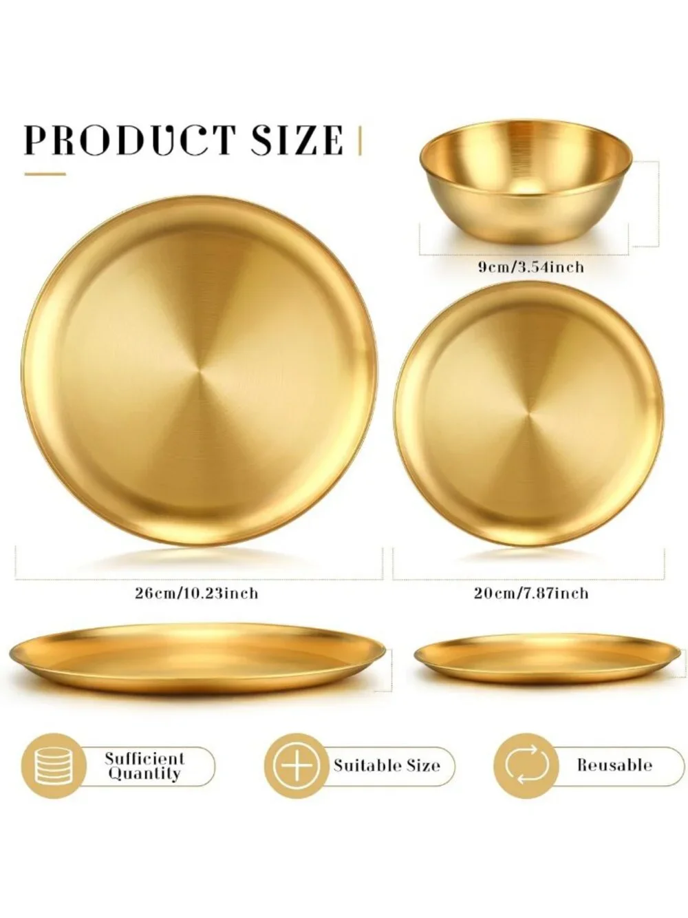 Elegant Gold Stainless Steel 18-Piece Dinnerware Set - Large Plates & Utensils